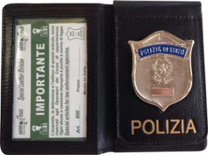 PORTAFOGLIO VERTICALE IN PELLE CON PLACCA OPERATIVA POLIZIA DI STATO ...